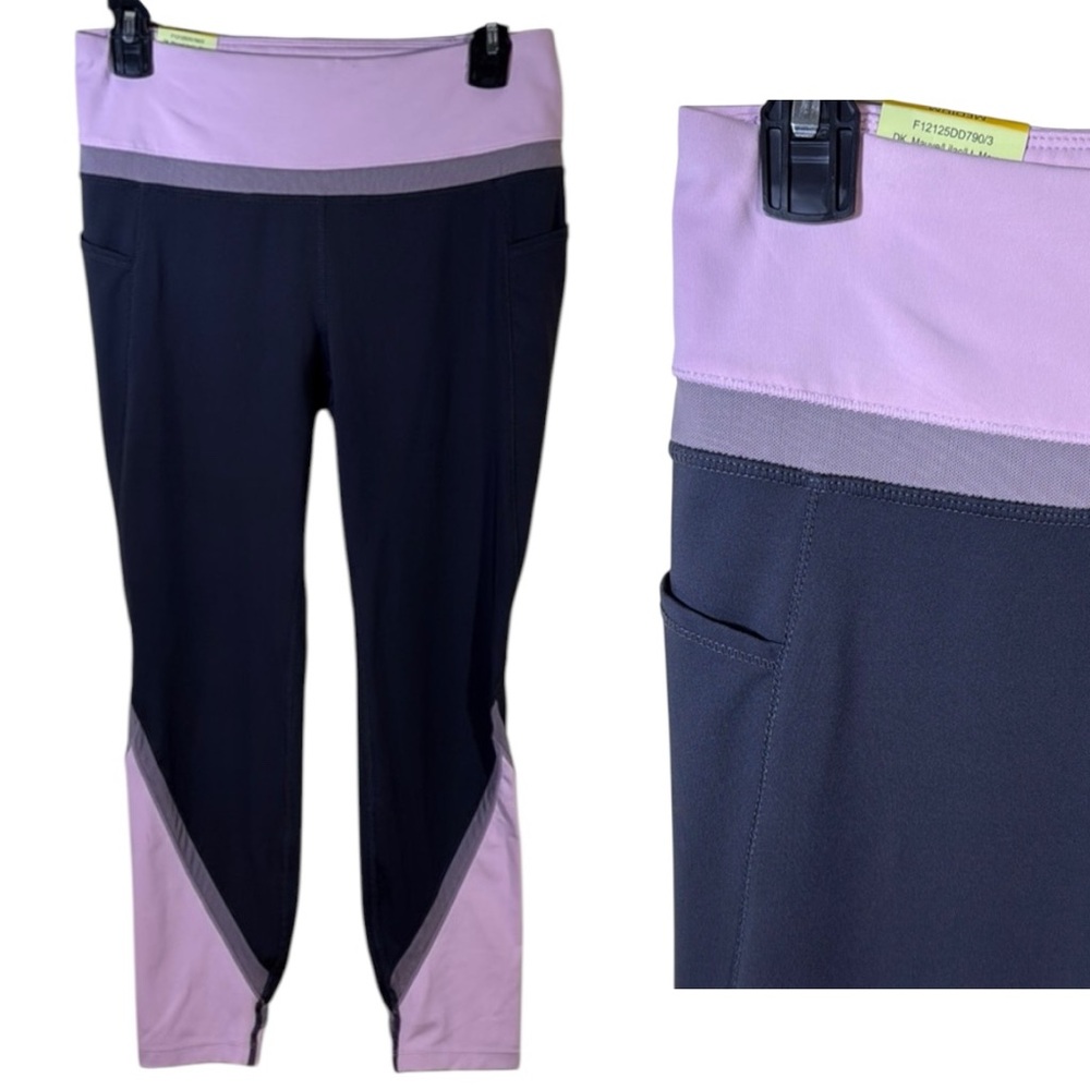 Tangerine Leggings Black/Mauve Athletic Color Block Crop in Size‎ M  NWT